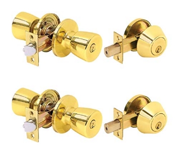 Picture of Tell Manufacturing RL100822 Tell Double Pack Bright Brass Steel Deadbolt and Entry Door Knob ANSI Grade 3 1-3/4 in. (EA)