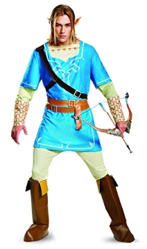 Picture of Disguise DG22871D Disguise Mens Link For Men, Deluxe Official Zelda Tunic With Ears And Boot Covers From Breath Of The Wild Adult Sized Costumes, Blue, Medium 38-40 US (EA)