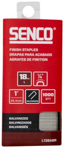 Picture of SENCO FASTENING SYSTEMS L13BABR SENCO L13BABR 1" 18 Gauge 1/4" Crown Finish Staples, Galvanized Finish 1,000 Count Pack (EA)