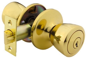 Picture of Home Plus+ LA2100 Homeplus+ Knob Door Lock Entry Tulip Polished Brass (EA)