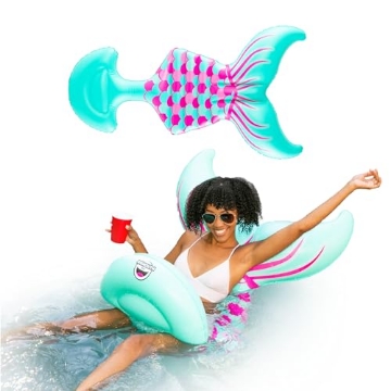 Picture of BML REC LLC 22-BSS-3908 BigMouth Saddle Style Pool Floatie, Inflatable Ride-On Seat - Straddle, Sit, Then Float - Mermaid Tail (EA)