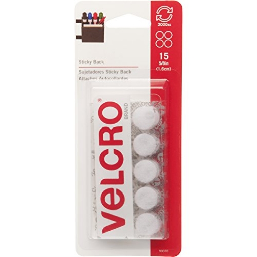 Picture of VEK 90070 Velcro 90070 Brand Sticky Back Fasteners, 5/8" Diameter, White (Pack of 6) (PK-6-BX)