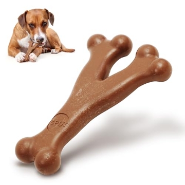 Picture of Spot 54315 SPOT Bam-Bones Wishbone - Made with Strong Bamboo Fiber, Durable Long Lasting Dog Chew for Light to Moderate Chewers, Great Toy for Adult Dogs & Teething Puppies Under 50lbs, 7in, Bacon Flavor (EA)