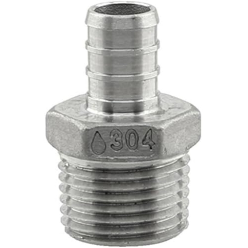 Picture of BOSHART INDUSTRIES PE-PS-MA05 1/2" PEX x 1/2" MPT Adapter - Stainless Steel (EA)