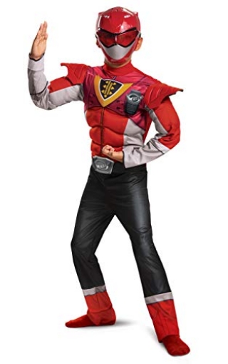 Picture of Disguise DG104799G Disguise Red Ranger Outfit for Kids, Beast Morphers Power Ranger Costume, Muscle Padded Character Jumpsuit, Child Size Large (10-12), Red & Black (104799G) (EA)