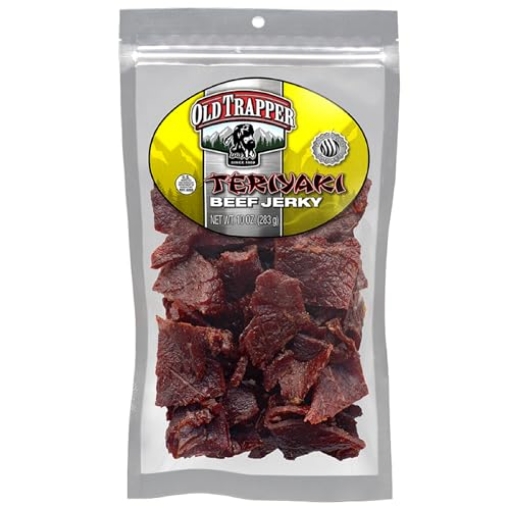 Picture of OLD TRAPPER SMOKED PRODUCTS INC 22312T Old Trapper Beef Jerky, Teriyaki 10-Ounce Individual Pack, Tender Meat Snack for Lunches or Between Meals, 11 Grams of Protein, Zero Grams of Fat, and 70 Calories per Ounce (Pack of One) (EA)