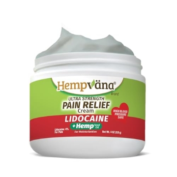 Picture of HEMPVANA LIDOCAINE 16194-6 Hempvana Cream, Ultra Strength Lidocaine Relief of Sore Muscles, AS SEEN ON TV, Achy Knees, and More. Odor-Free & Enriched with Hemp Seed Oil, 4-oz jar (EA)