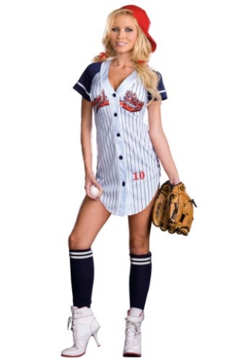 Picture of DREAMGEAR RL6469LG Dreamgirl Women's Sexy and Sporty Baseball Costume, Grand Slam, Lt. Blue Large (EA)