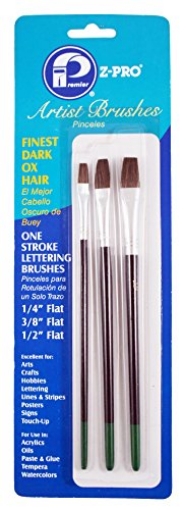 Picture of Premier Paint Roller LLC AR10106 Premier Artist Brushes Dark Ox-Hair Lettering, 3 Piece Set, AR10106 (EA)