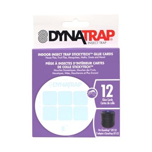 Picture of DYNATRAP 21523 Dynatrap Official Replacement StickyTech Glue Cards for Dynatrap DT152 Indoor Insect Trap and Killer – Catches and Kills Fruit Flies, Gnats, Moths, Mosquitoes & Other Flying Insects, 21523 - 12 Pack (EA)