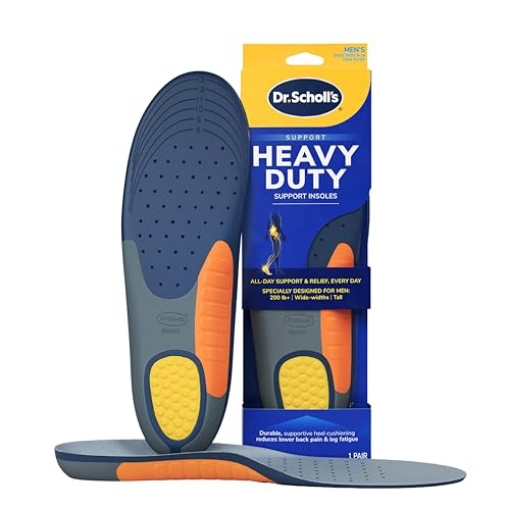 Picture of SCHOLLS CO DSC59048 Dr. Scholl's Heavy Duty Support Insole Orthotics, Big & Tall, 200lbs+, Wide Feet, Shock Absorbing, Arch Support, Distributes Pressure, Trim to Fit Inserts, Work Boots & Shoes, Men Size 8-14, 1 Pair (EA)