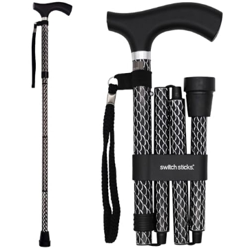 Picture of DMS HOLDINGS INC. 502-2000-5201 Switch Sticks Walking Cane for Men or Women, Foldable and Adjustable from 32-37 Inches, FSA and HSA Eligible, Engraved Soiree (EA)