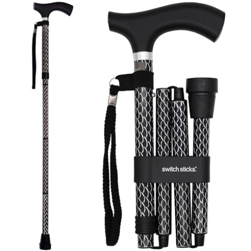 Picture of DMS HOLDINGS INC. 502-2000-5201 Switch Sticks Walking Cane for Men or Women, Foldable and Adjustable from 32-37 Inches, FSA and HSA Eligible, Engraved Soiree (EA)