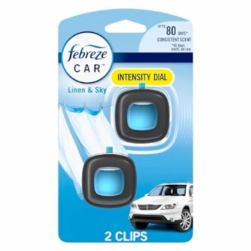 Picture of Febreze 80373079 Febreze Car Air Freshener Vent Clip Linen & Sky Scent, .06 oz. Car Vent Clip, 2 Count (PK-8-EA)