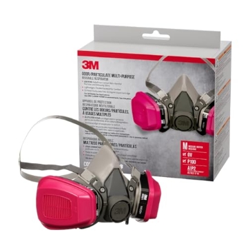 Picture of 3M 65021H1-DC 3M P100/OV Odor/Particulate Multi-Purpose Reusable Respirator 65021, Medium Size, NIOSH-APPROVED Organic Vapor Cartridge & P100 Rated Filters, Flexible, Thermoplastic Faceseal For Comfort (65021H1-DC) (EA)