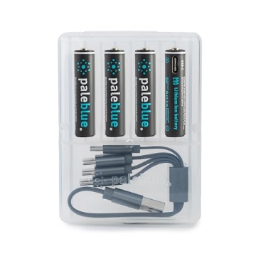 Picture of PALE BLUE EARTH PB-AAA-C paleblue USB Rechargeable AAA Lithium Batteries, 1 Hour Charge Time, Recharge Over 1000 Times, 600 mAh, 4-in-1 USB-A to USB-C Charging Cable, 4 Pack (EA)