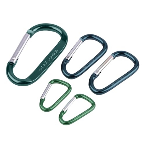 Picture of COGHLAN S LTD 2513 Coghlan's Multi-Pack Carabiners - 5-Pack Aluminum Clip Hooks (2 x 4mm, 2 x 6mm, 1 x 8mm) for Camping, Hiking, and Outdoor Gear - Lightweight & Durable Carabiners for Keychains, Backpacks, and Tools (EA)