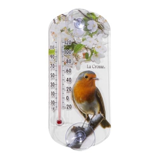 Picture of La Crosse Technologies 204-1520A La Crosse 204-1520A 8-inch Analog Capillary Window Thermometer with Robin (EA)