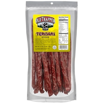 Picture of OLD TRAPPER SMOKED PRODUCTS INC 10310T Old Trapper Teriyaki Snack Sticks, 17-Ounce Resealable Bag, Natural Wood Smoked Meat Sticks, 9 Grams of Protein and 150 Calories per Ounce (Pack of One) (EA)