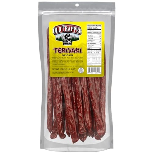 Picture of OLD TRAPPER SMOKED PRODUCTS INC 10310T Old Trapper Teriyaki Snack Sticks, 17-Ounce Resealable Bag, Natural Wood Smoked Meat Sticks, 9 Grams of Protein and 150 Calories per Ounce (Pack of One) (EA)
