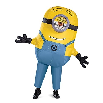 Picture of Disguise DG119169 Disguise Unisex Adults Stuart Minion Inflatable For Men, Official Halloween Costume, Blow Up Jumpsuit With Fan Sized, Multicolored, One Size 42-46 US (EA)
