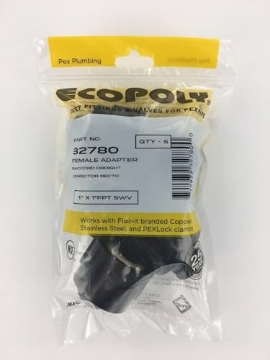 Picture of FLAIR-IT 32780 Ecopoly 32780 Female Adapter, 1" x 1" FPT, 1.0" ID, Crimp, Plastic (Pack of 5) (EA)