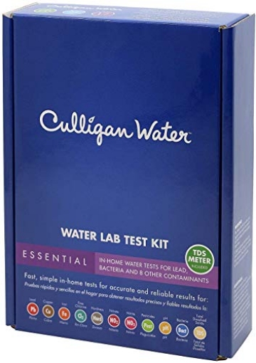 Picture of Zero Technologies 01035250 Culligan Essential Water Lab Test Kit – Comprehensive Home Water Testing for Lead, Bacteria, Nitrates, pH, Hardness, Chlorine, Copper, Iron & More – Includes TDS Meter – Ideal for Tap & Well Water (EA)
