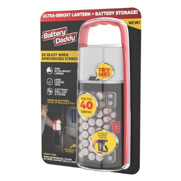 Picture of BATTERY DADDY BADAL-MC12/4 Battery Daddy Lantern, 2-in-1 Battery Powered Lamp & Battery Organizer, Ultra-Bright 1,000 Lumens Utility Light, Stores & Protects Up to 42 Batteries, Includes Battery Tester & Screwdriver (EA)