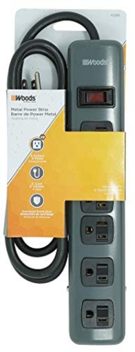 Picture of SOUTHWIRE COMPANY LLC 41386 Woods 41386 Metal Power Strip with 6 Outlets, Resettable Safety Circuit Breaker Switch, 5 Foot Cord (EA)