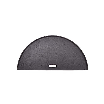 Picture of Premiertek.net, LLC BJ-HCIGRIDDLE Kamado Joe Half-Moon Cast Iron Reversible Flat-Top Griddle with Smooth and Ribbed Surface for Big Joe 24-inch Charcoal Grill and Smokers in Black, Model BJ-HCIGRIDDLE (EA)