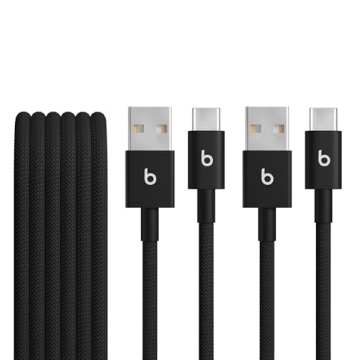 Picture of Beats MDGH4LL/A Beats USB-A to USB-C Woven Cable 2 Pack Fast Charging Durable/Tangle-Free Compatible Charger for Apple & Android Devices (1.5 m, 5 ft) - Bolt Black (EA)