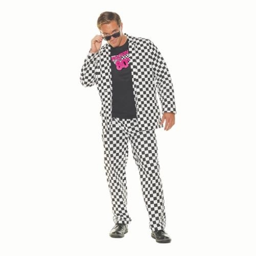 Picture of Underwraps Child Code UR30183XXL Valley Dude Costume Men's 80's Style Checkered Suit features Jacket, Pants, Shirt Front with attached Skinny Tie (EA)