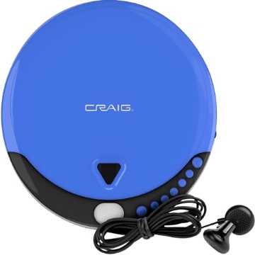 Picture of CRAIG CD2808BL Craig CD2808-BL Personal CD Player with Headphones in Blue and Black | Portable and Programmable CD Player | CD/CD-R Compatible | Random and Repeat Playback Modes | (EA)