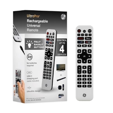 Picture of HENKEL LOCTITE 80984-RF1 GE Rechargeable TV Remote Control, Universal Remote Control, Backlit Buttons, Samsung TV Remote Control Replacement for Smart TVs, Apple TV, Sony, Roku Replacement Remote, LG TV, 4-Device, 80984 (EA)