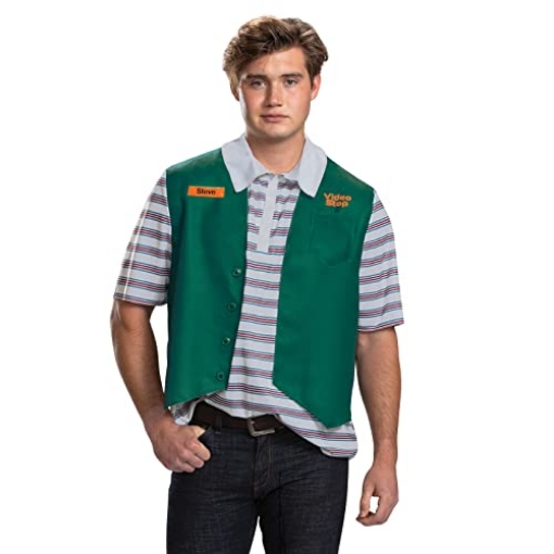 Picture of Disguise DG124479D Disguise mens Steve Video Stop Costume, Official Stranger Things Halloween Top and Vest Adult Sized Costumes, As Shown, Men s Size Large 42-46 US (EA)