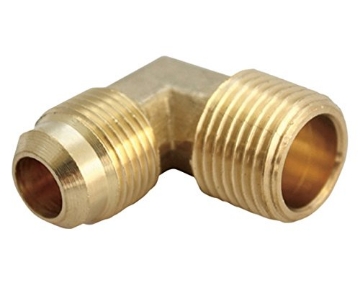 Picture of JMF COMPANY 4506143 JMF 5/16 in. Dia. x 1/4 in. Dia. Flare To MPT To Elbow Yellow Brass Elbow (PK-5-EA)