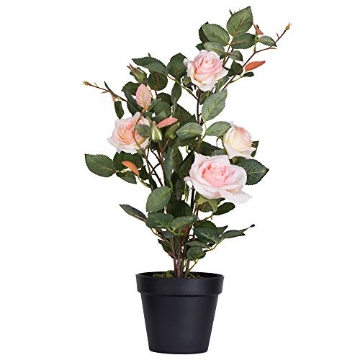 Picture of Vickerman TA181779 Vickerman Everyday 21" Indoor Artificial Pink Rose Plant - Lifelike Home Or Office Decor - Faux Potted Bush - Maintenance Free - Pink Rose Bush - Faux Plant - Realistic (EA)