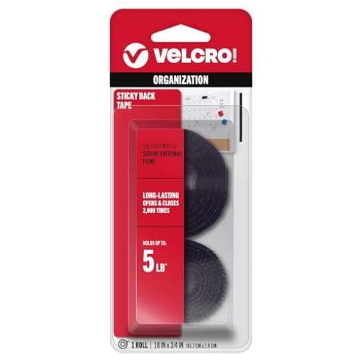 Picture of VEK 90078 New - VELCRO(R) brand STICKY BACK(R) Tape 3/4"X18"-Black by Velcro(r) Brand Fasteners (EA)