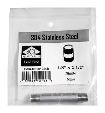 Picture of SMITH-COOPER 4632100030 Smith-Cooper 1/8 in. Dia. x 1/8 in. Dia. x 2-1/2 in. L Schedule 40 MPT To MPT Stainless Steel Pi (S8344NI001024B) (EA)