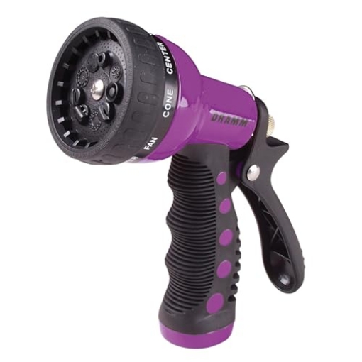 Picture of DRAMM CORPORATION 10-32700 Dramm® Revolver Heavy Duty 9-Pattern Garden Hose Nozzle – Adjustable Metal Spray Gun with Thumb-Control Flow & Ergonomic Grip – Berry (EA)