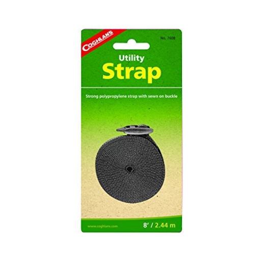 Picture of COGHLAN S LTD 7608 Coghlan's Adjustable Utility Strap – 1-Inch Wide Durable Polypropylene with Quick-Release Buckle for Securing Camping Gear, Lashing Loads, and Outdoor Adventures – 8 ft Length (1 Strap Included) (EA)