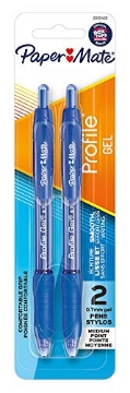 Picture of SANFORD 2095466 Paper Mate Gel Pen, Profile Retractable Pen, 0.7mm, Blue, 2 Count (PK-6-EA)