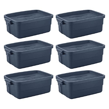 Picture of RUBBERMAID COMMERCIAL RMRT100004 Rubbermaid FG2214TPDIM Roughneck Storage Box, 10 Gallon, Dark Indigo Metallic (PK-8-EA)