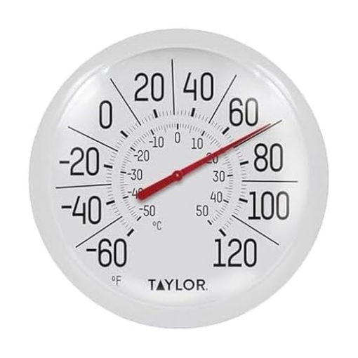 Picture of TAYLOR PRECISION PRODUCTS 5650 Taylor Big & Bold Indoor Outdoor Dial Thermometer, Decor for Patio, Pool, or Garage, 8.5 Inch, White Bezel (EA)