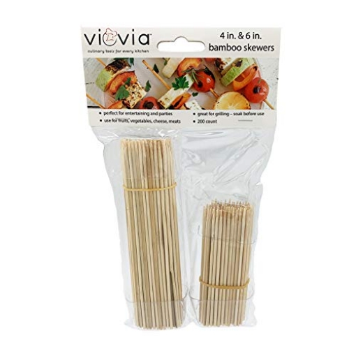 Picture of VIOVIA VIO-0082 VIOVIA 4 INCH AND 6 INCH BAMBOO SKEWERS-ENVIRONMENTALLY FRIENDLY AND DISPOSABLE BAMBOO SKEWERS PERFECT FOR PARTY, BANQUET, BUFFET, CATERING, AND DAILY LIFE-SETS OF 200 OR 1,200 SKEWERS (200) (EA)