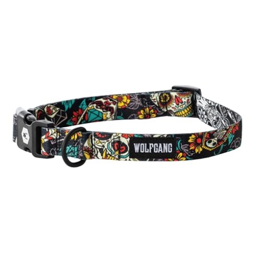 Picture of WOLFGANG MAN & BEAST WC-003-19 Wolfgang Heavy Duty, Adjustable Dog Collar with Quick Release Nylon Buckle for Walking & Training, LosMuertos Print, Large (EA)