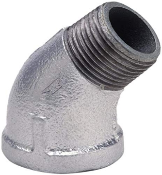 Picture of ANVIL INTERNATIONAL 8700128401 Anvil 8700128401, Malleable Iron Pipe Fitting, 45 Degree Street Elbow, 1/4" NPT Male x NPT Female, Galvanized Finish (EA)