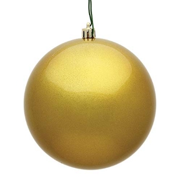Picture of Vickerman N592508DCV Vickerman 10" Gold Candy Ball Ornament - Shatterproof and UV Resistant Plastic - Reliable and Ready to Hang - Exceptional Addition to Any Collection - Matches Well with a Variety of Décor (EA)
