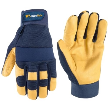 Picture of WELLS LAMONT 3207XL Wells Lamont Men's Leather Palm Work Gloves – HydraHyde Water-Resistant Leather, Flexible Spandex Back, Adjustable Closure – Ideal for Construction, Landscaping, DIY Projects – Blue, X-Large (3207XL) (EA)