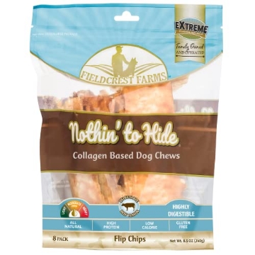 Picture of FIELDCREST FARMS 156 Fieldcrest Farms Nothin to Hide Flip Chips Dog Chews - Natural Rawhide Alternative Treats for Dogs, Collagen Based Snack for Moderate Chewers Up to 35lbs, Beef Flavor (EA)
